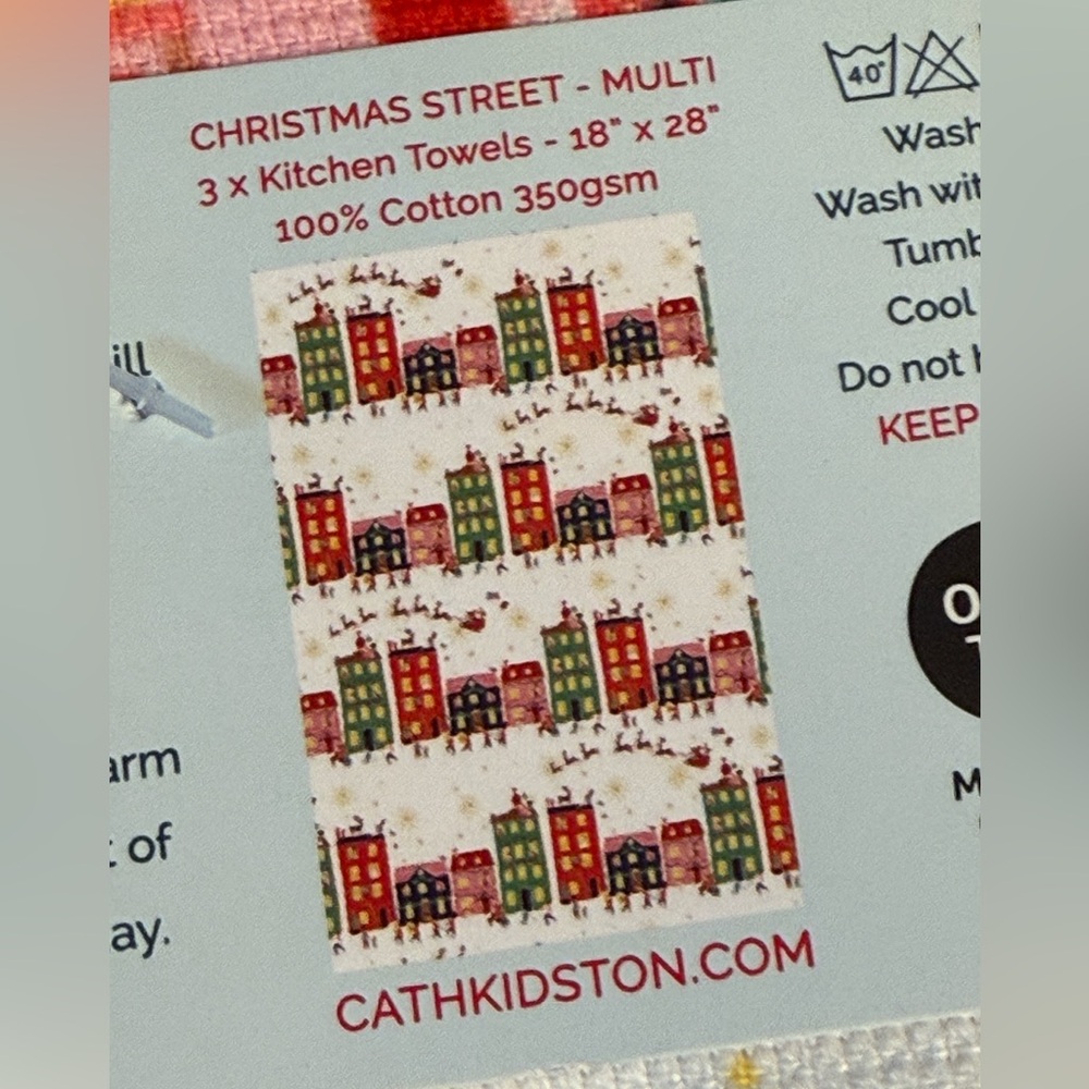 Cath Kidston NWT 3 Pk Holiday Town 100% Cotton 18” x 28” Kitchen Towels - Picture 7 of 8